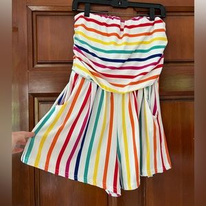 Love Rainbow Strapless Romper